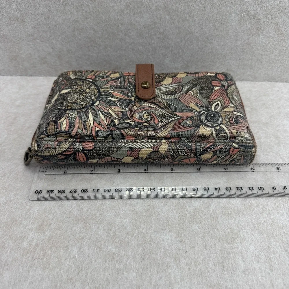 Sakroots Wallet Womens 8x4 Multicolor Zip-Around Floral Canvas‎ Faux Leather